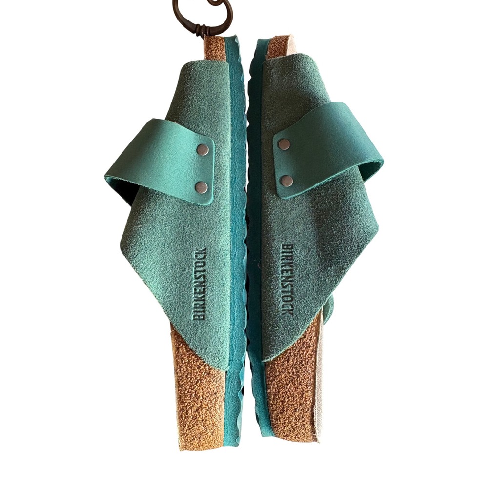 Birkenstock Green Suede Adjustable Slide Sandals - Picture 3 of 5
